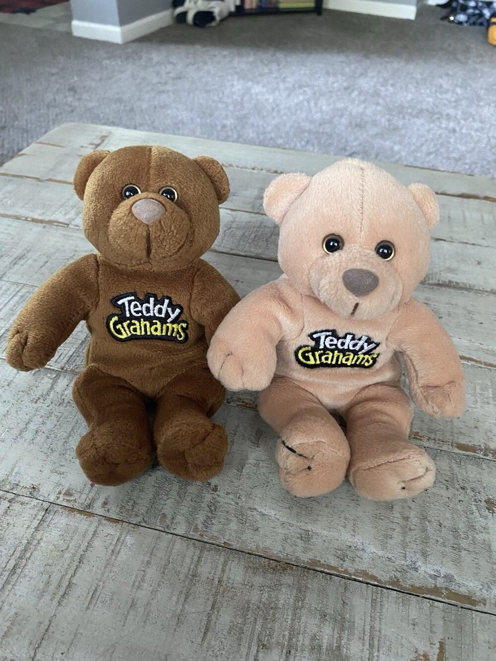 Teddy Grahams Beanie Bears Plush Promo Lot of (2) Yummy Honey & Spicey cinnamon